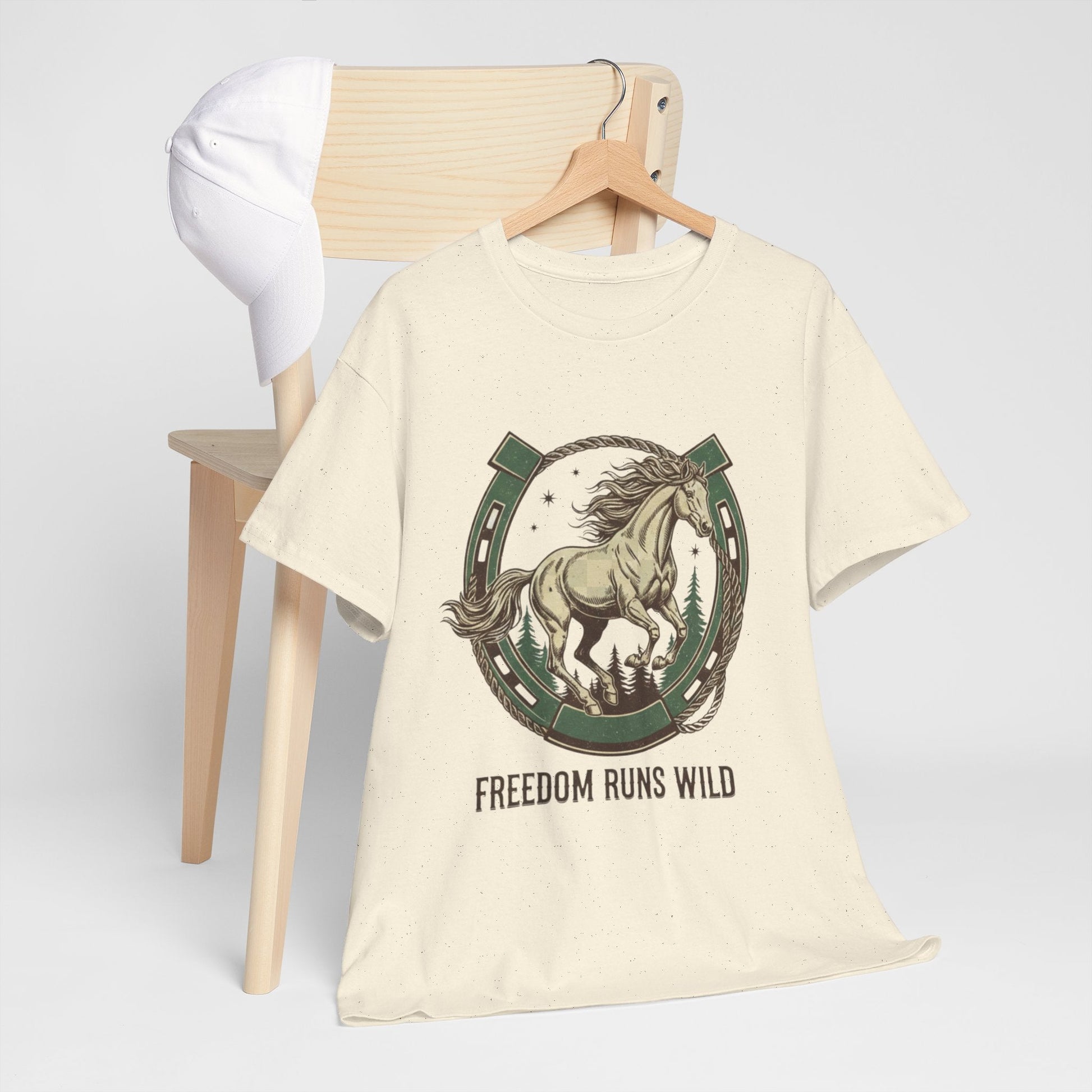 Freedom Runs Wild Horse Graphic T-Shirt – Vintage Western Men’s Tee - JennyCool