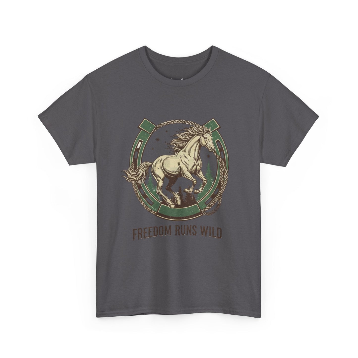 Freedom Runs Wild Horse Graphic T-Shirt – Vintage Western Men’s Tee - JennyCool