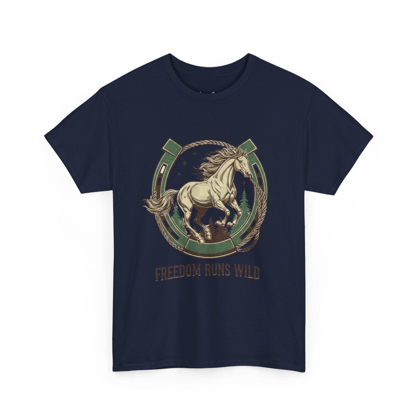 Freedom Runs Wild Horse Graphic T-Shirt – Vintage Western Men’s Tee - JennyCool