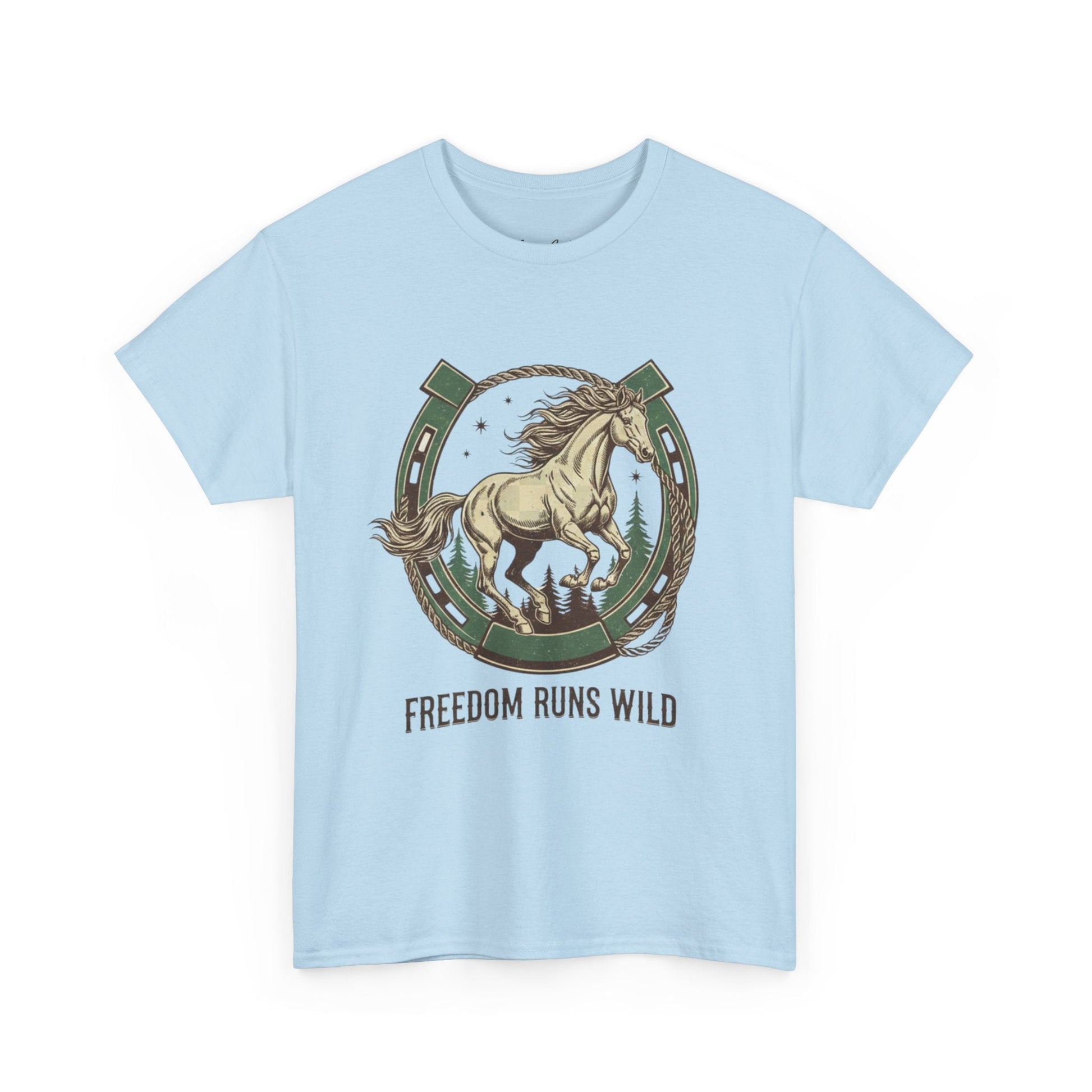 Freedom Runs Wild Horse Graphic T-Shirt – Vintage Western Men’s Tee - JennyCool