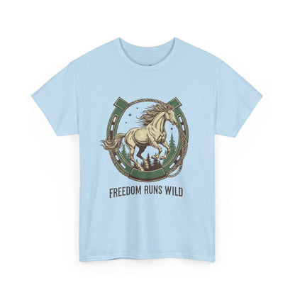 Freedom Runs Wild Horse Graphic T-Shirt – Vintage Western Men’s Tee - JennyCool