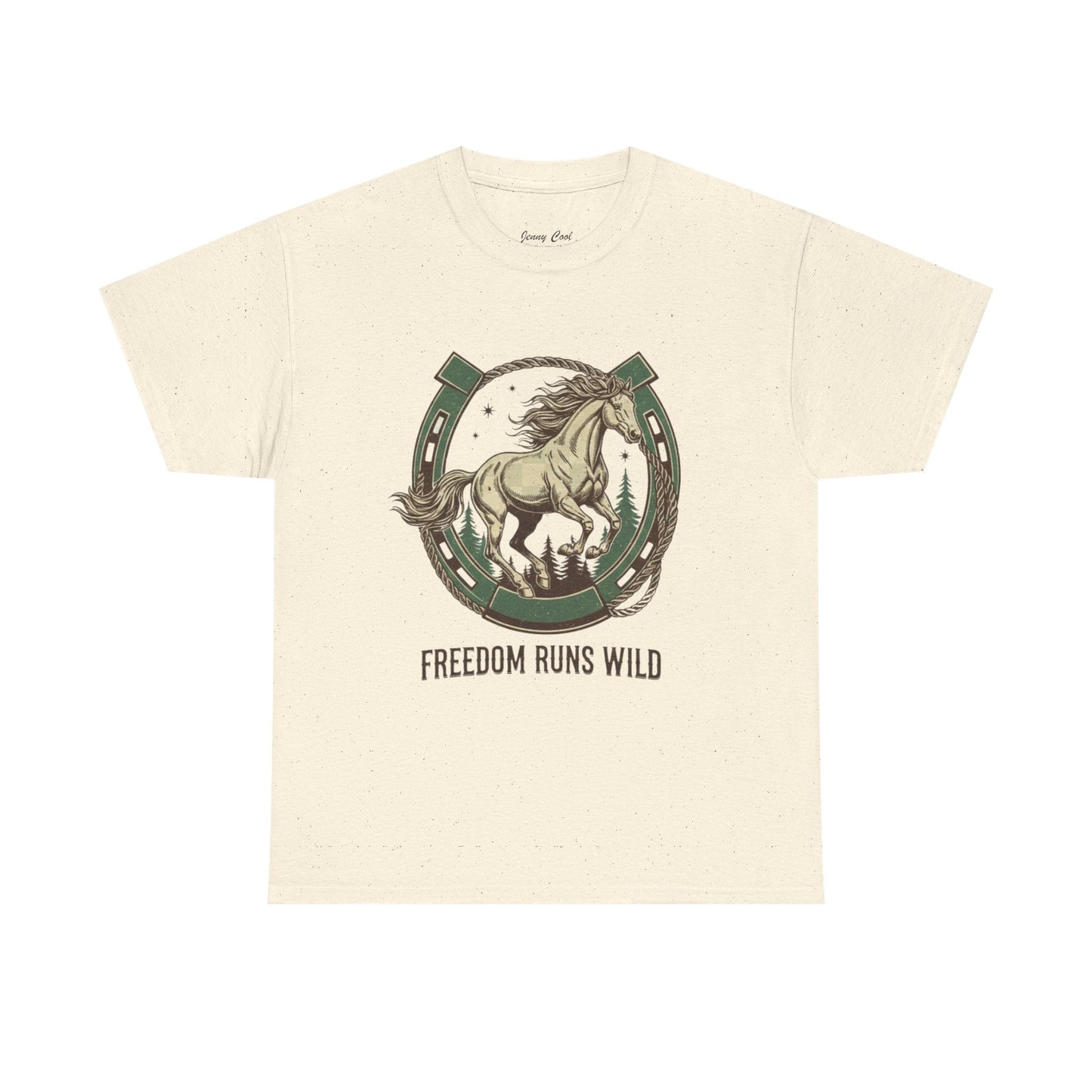 Freedom Runs Wild Horse Graphic T-Shirt – Vintage Western Men’s Tee - JennyCool