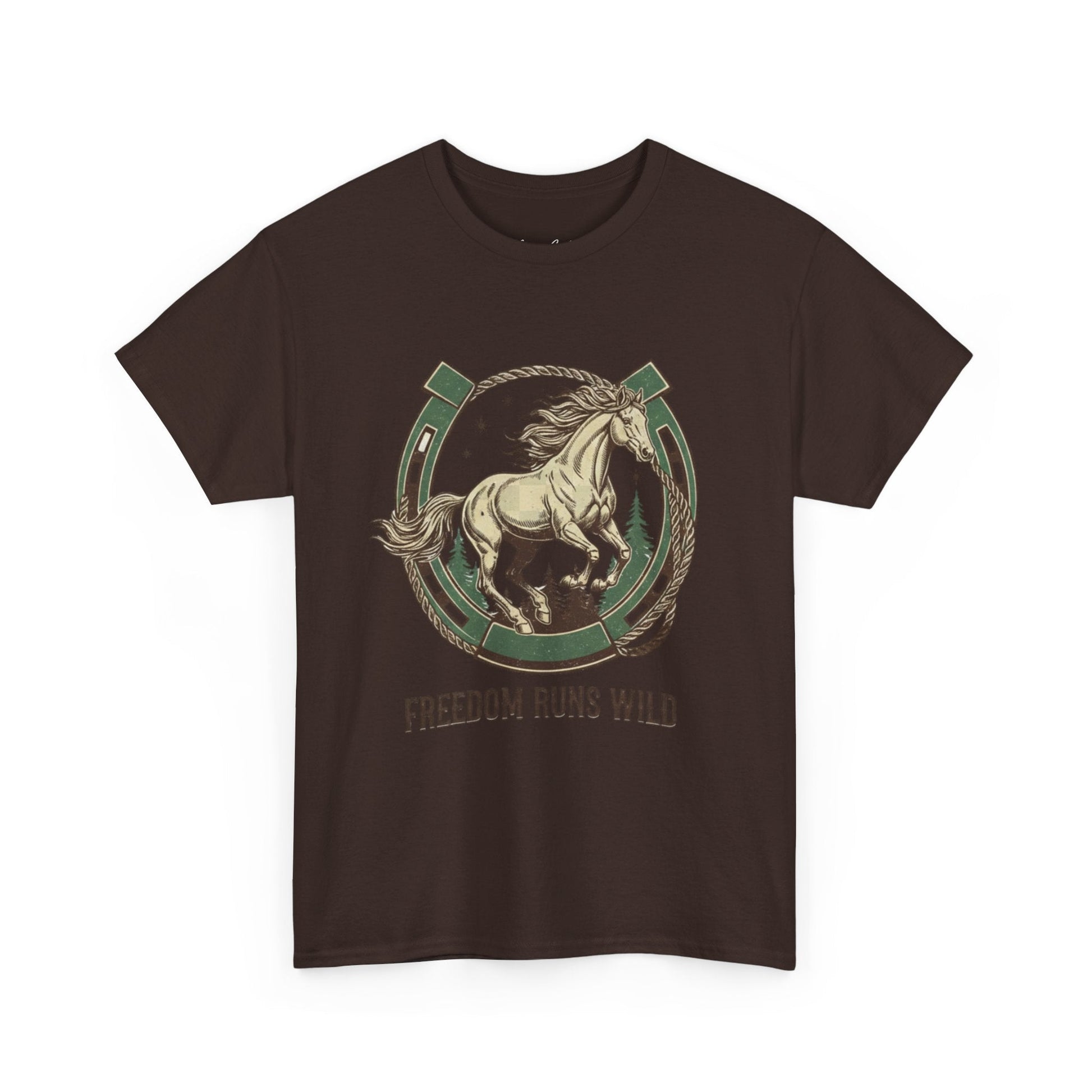 Freedom Runs Wild Horse Graphic T-Shirt – Vintage Western Men’s Tee - JennyCool