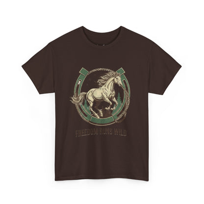 Freedom Runs Wild Horse Graphic T-Shirt – Vintage Western Men’s Tee - JennyCool