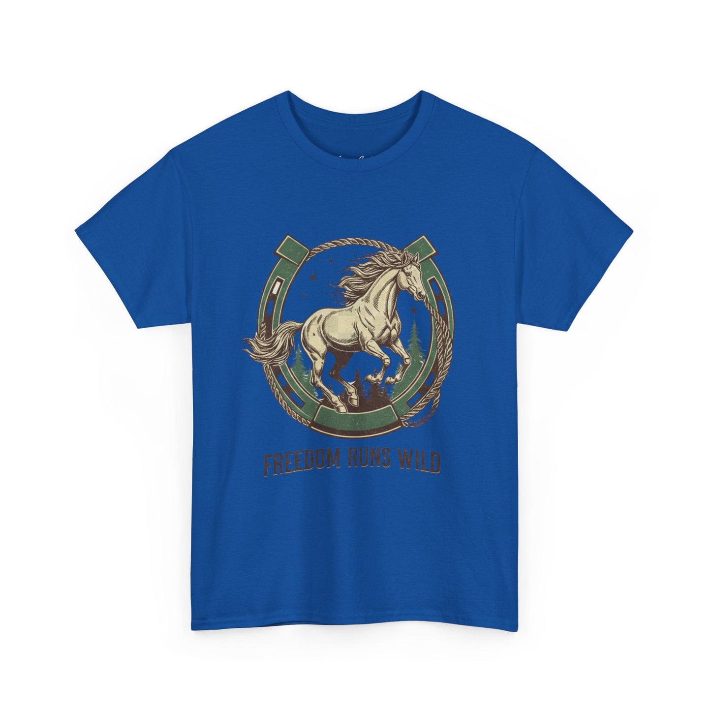 Freedom Runs Wild Horse Graphic T-Shirt – Vintage Western Men’s Tee - JennyCool