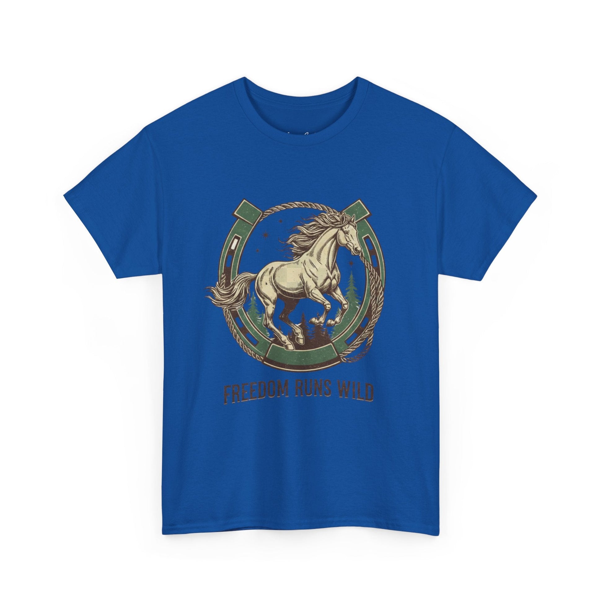 Freedom Runs Wild Horse Graphic T-Shirt – Vintage Western Men’s Tee - JennyCool