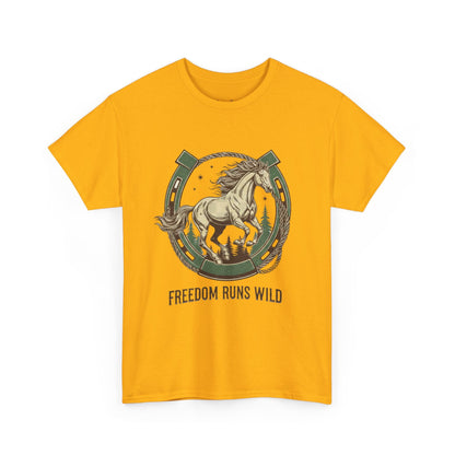 Freedom Runs Wild Horse Graphic T-Shirt – Vintage Western Men’s Tee - JennyCool
