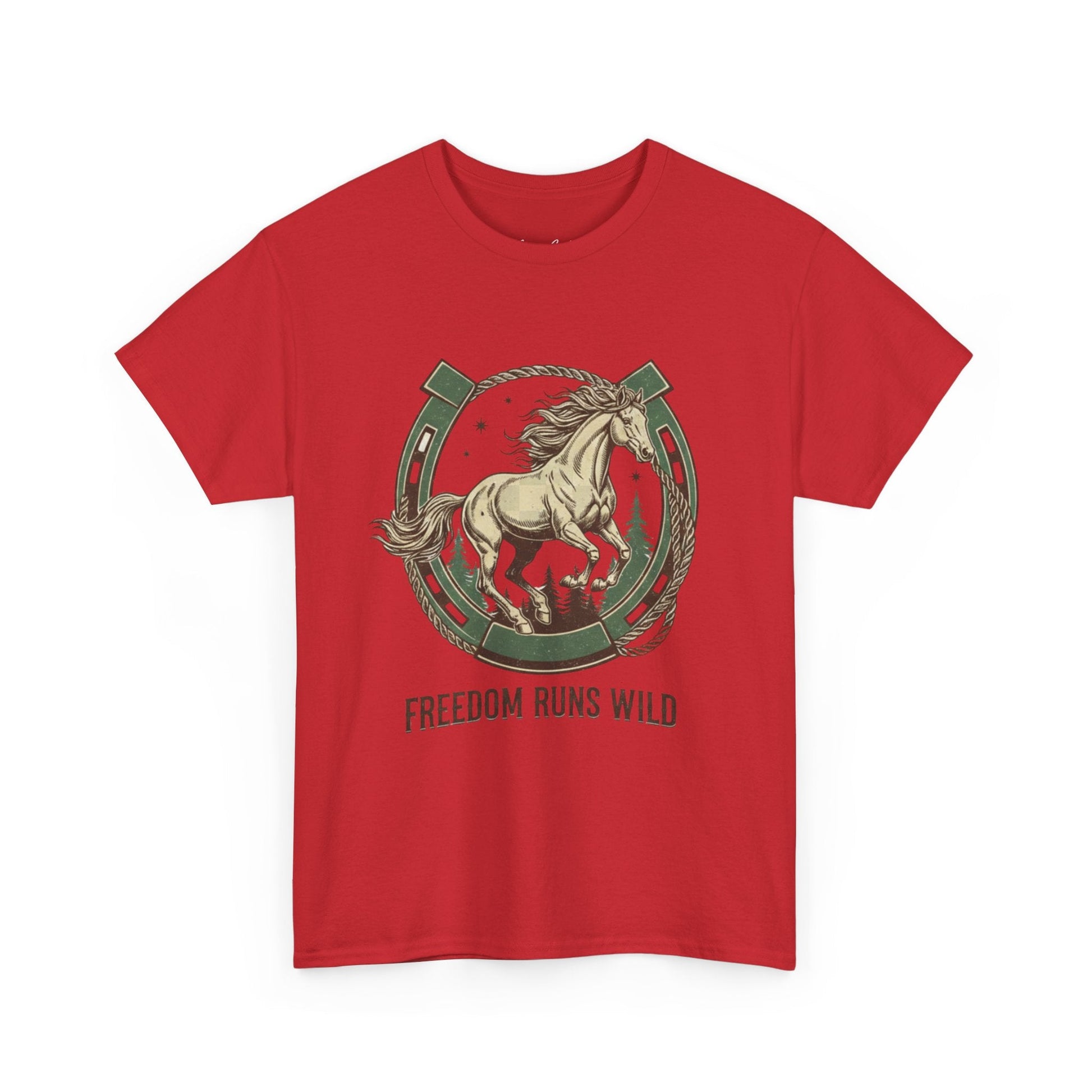 Freedom Runs Wild Horse Graphic T-Shirt – Vintage Western Men’s Tee - JennyCool