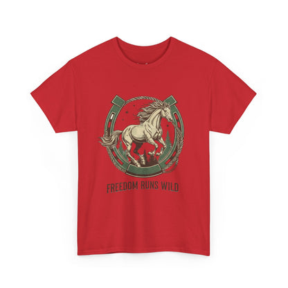 Freedom Runs Wild Horse Graphic T-Shirt – Vintage Western Men’s Tee - JennyCool