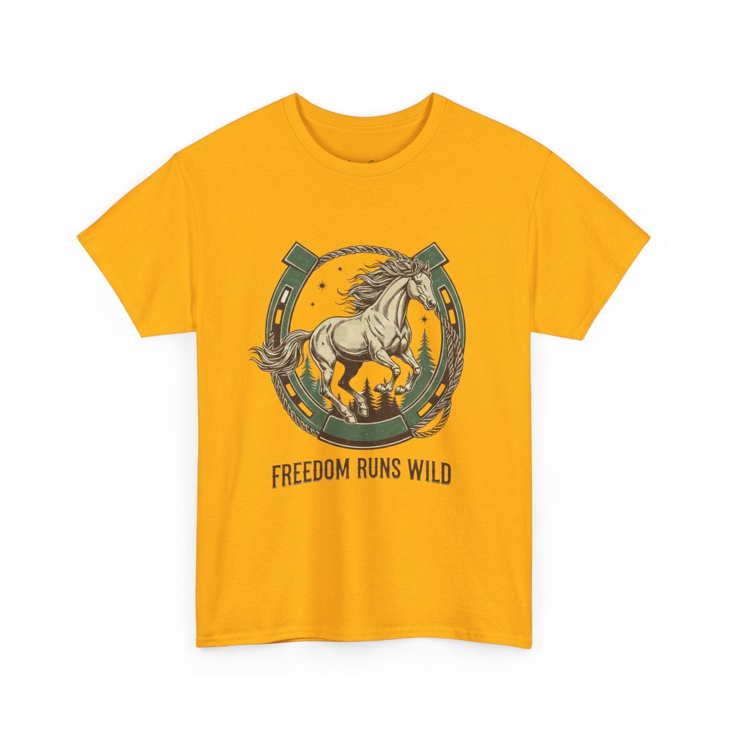 Freedom Runs Wild Horse Graphic T-Shirt – Vintage Western Women’s Tee - JennyCool