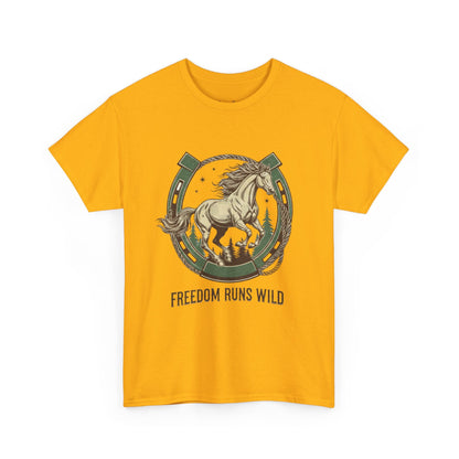 Freedom Runs Wild Horse Graphic T-Shirt – Vintage Western Women’s Tee - JennyCool