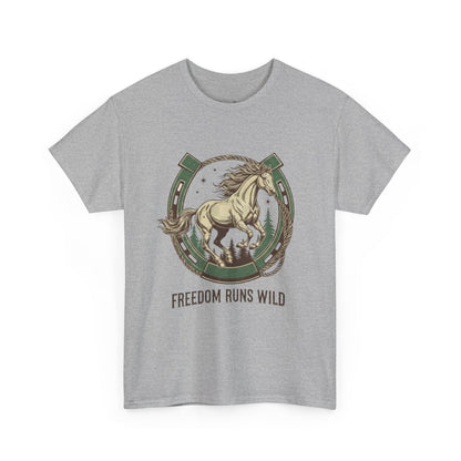 Freedom Runs Wild Horse Graphic T-Shirt – Vintage Western Women’s Tee - JennyCool