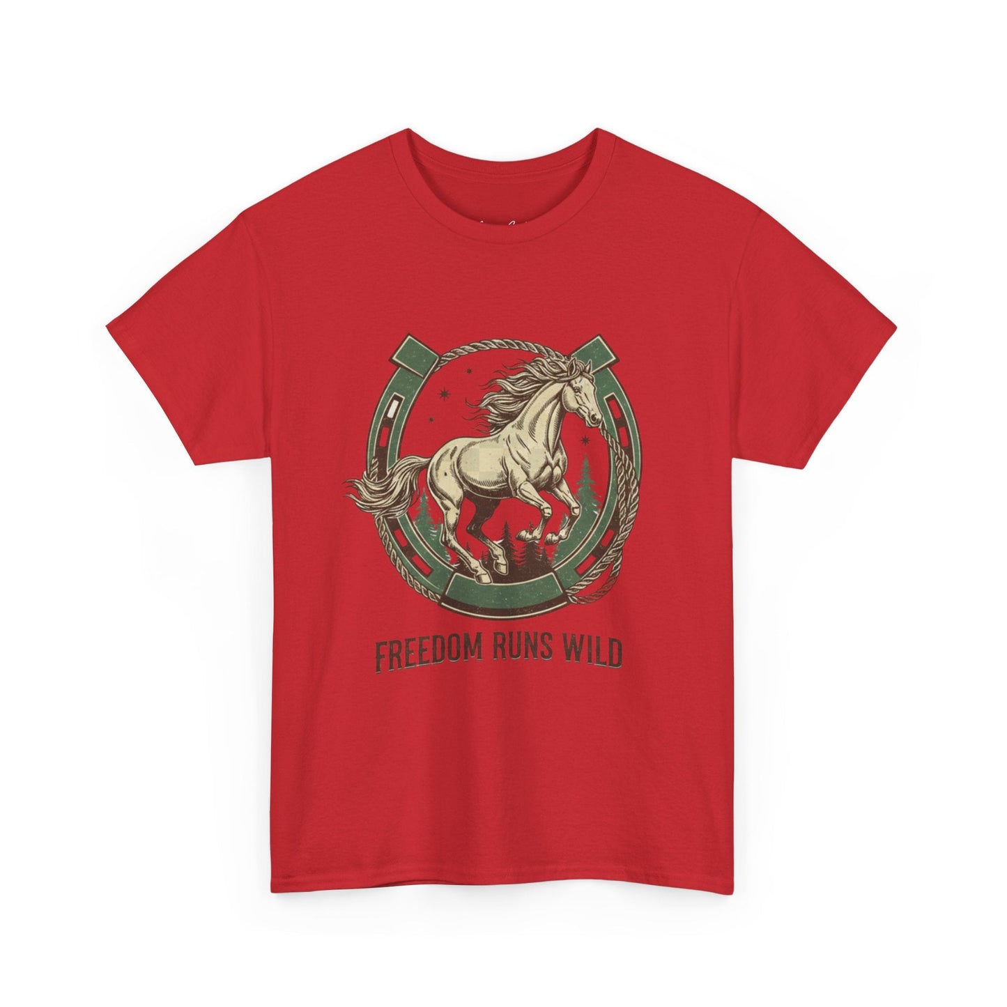 Freedom Runs Wild Horse Graphic T-Shirt – Vintage Western Women’s Tee - JennyCool