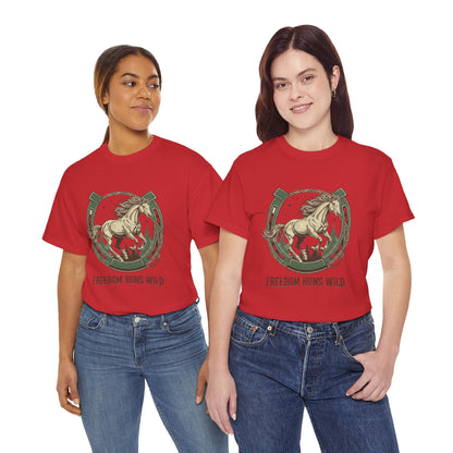 Freedom Runs Wild Horse Graphic T-Shirt – Vintage Western Women’s Tee - JennyCool