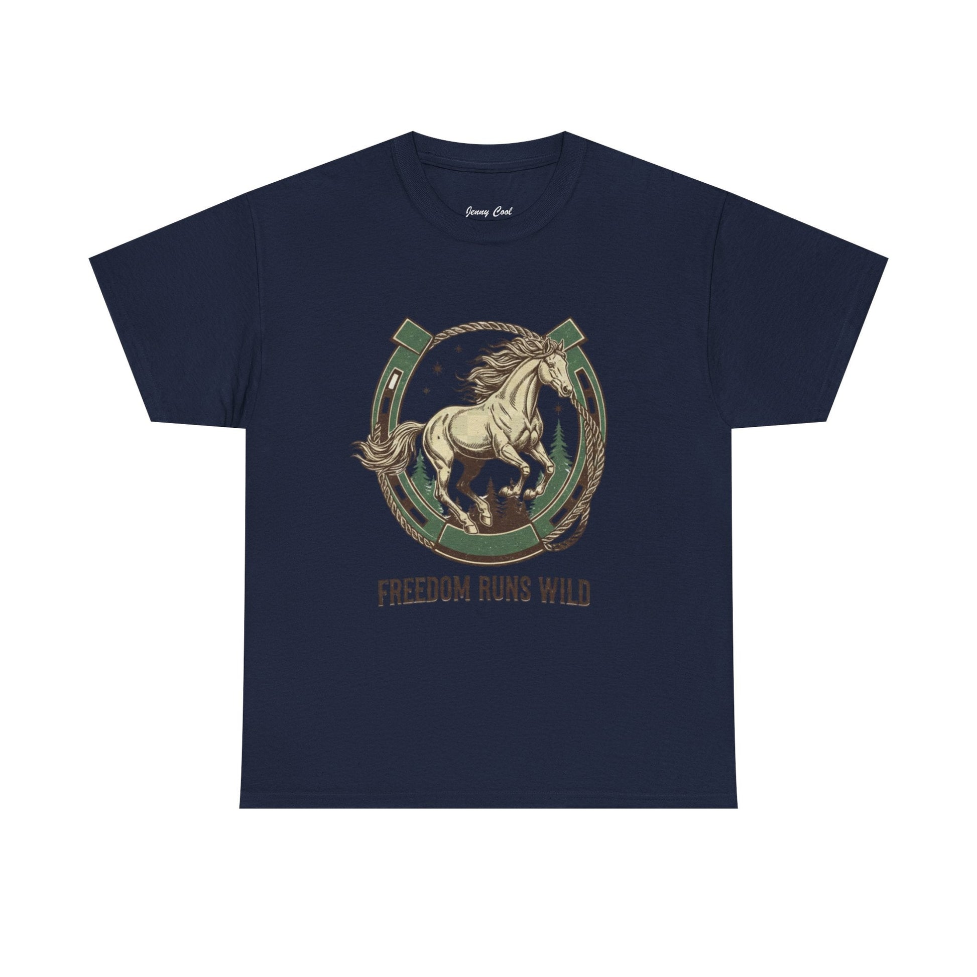 Freedom Runs Wild Horse Graphic T-Shirt – Vintage Western Women’s Tee - JennyCool