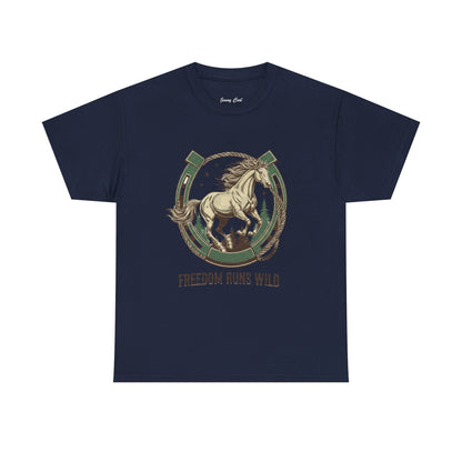 Freedom Runs Wild Horse Graphic T-Shirt – Vintage Western Women’s Tee - JennyCool