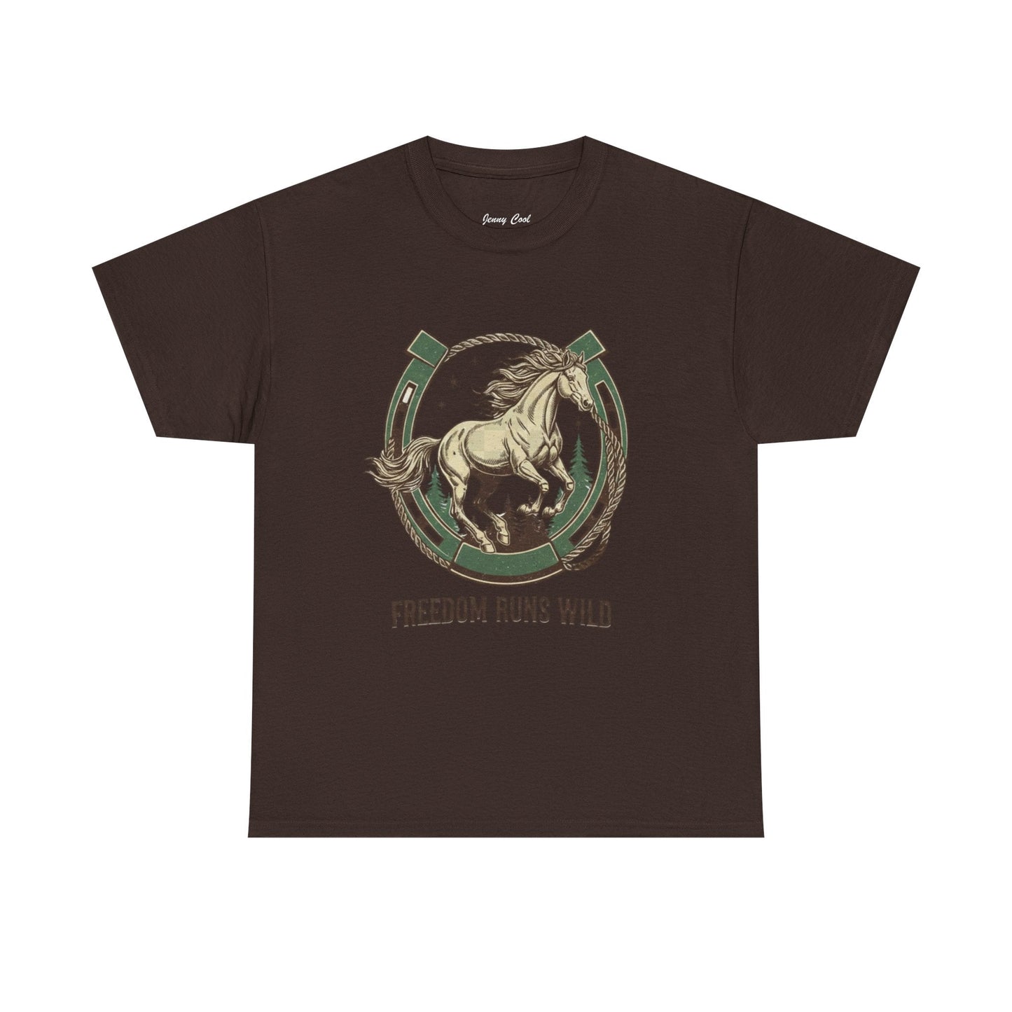 Freedom Runs Wild Horse Graphic T-Shirt – Vintage Western Women’s Tee - JennyCool