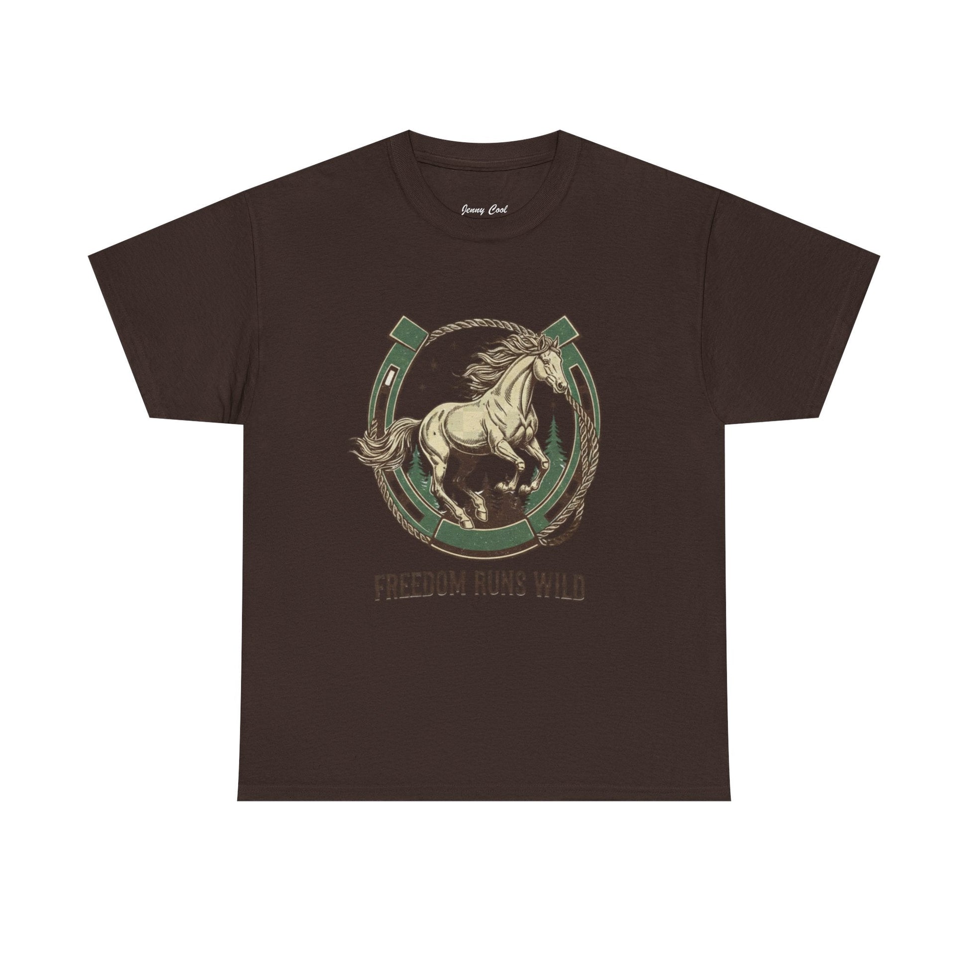Freedom Runs Wild Horse Graphic T-Shirt – Vintage Western Women’s Tee - JennyCool