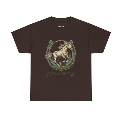 Freedom Runs Wild Horse Graphic T-Shirt – Vintage Western Women’s Tee - JennyCool