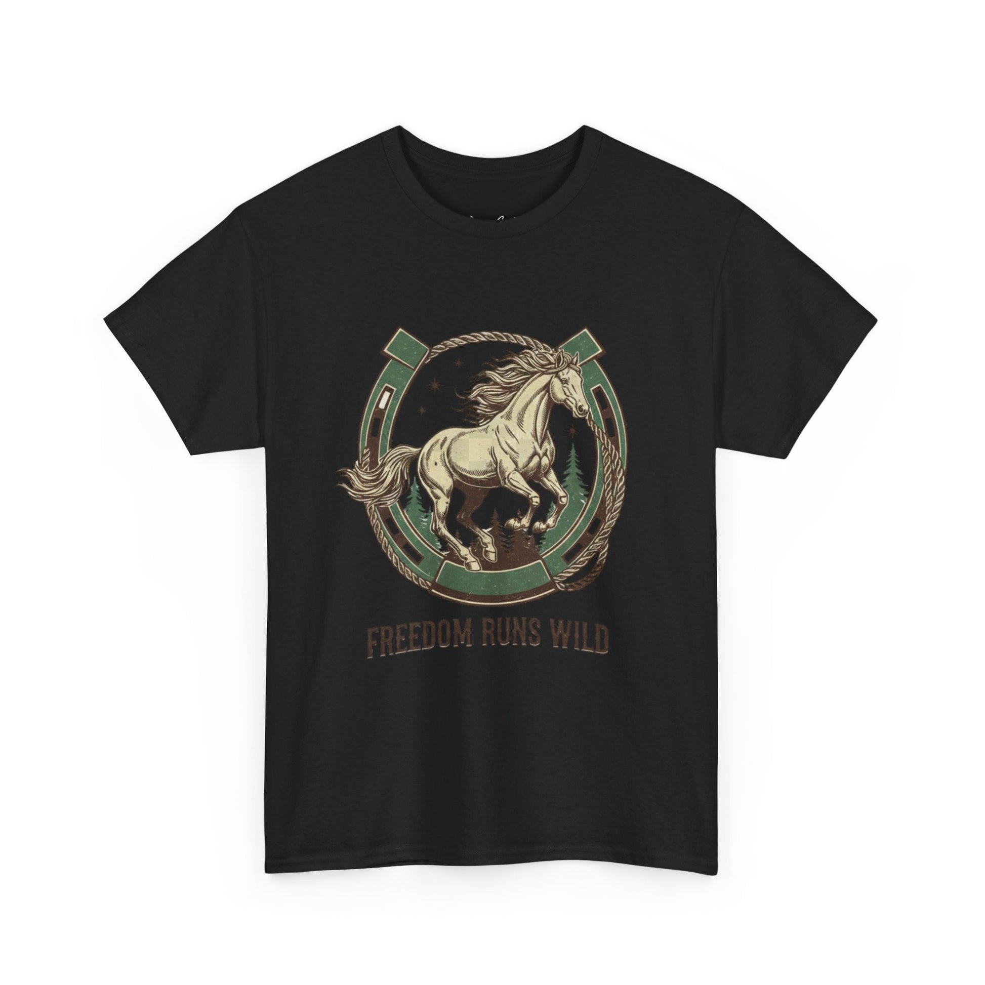 Freedom Runs Wild Horse Graphic T-Shirt – Vintage Western Women’s Tee - JennyCool