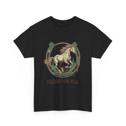 Freedom Runs Wild Horse Graphic T-Shirt – Vintage Western Women’s Tee - JennyCool