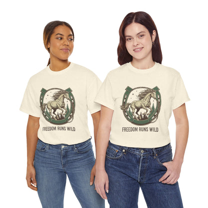 Freedom Runs Wild Horse Graphic T-Shirt – Vintage Western Women’s Tee - JennyCool