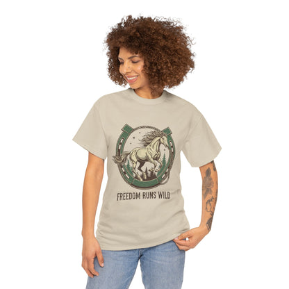 Freedom Runs Wild Horse Graphic T-Shirt – Vintage Western Women’s Tee - JennyCool