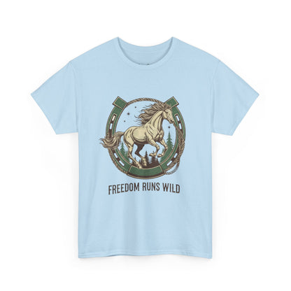 Freedom Runs Wild Horse Graphic T-Shirt – Vintage Western Women’s Tee - JennyCool