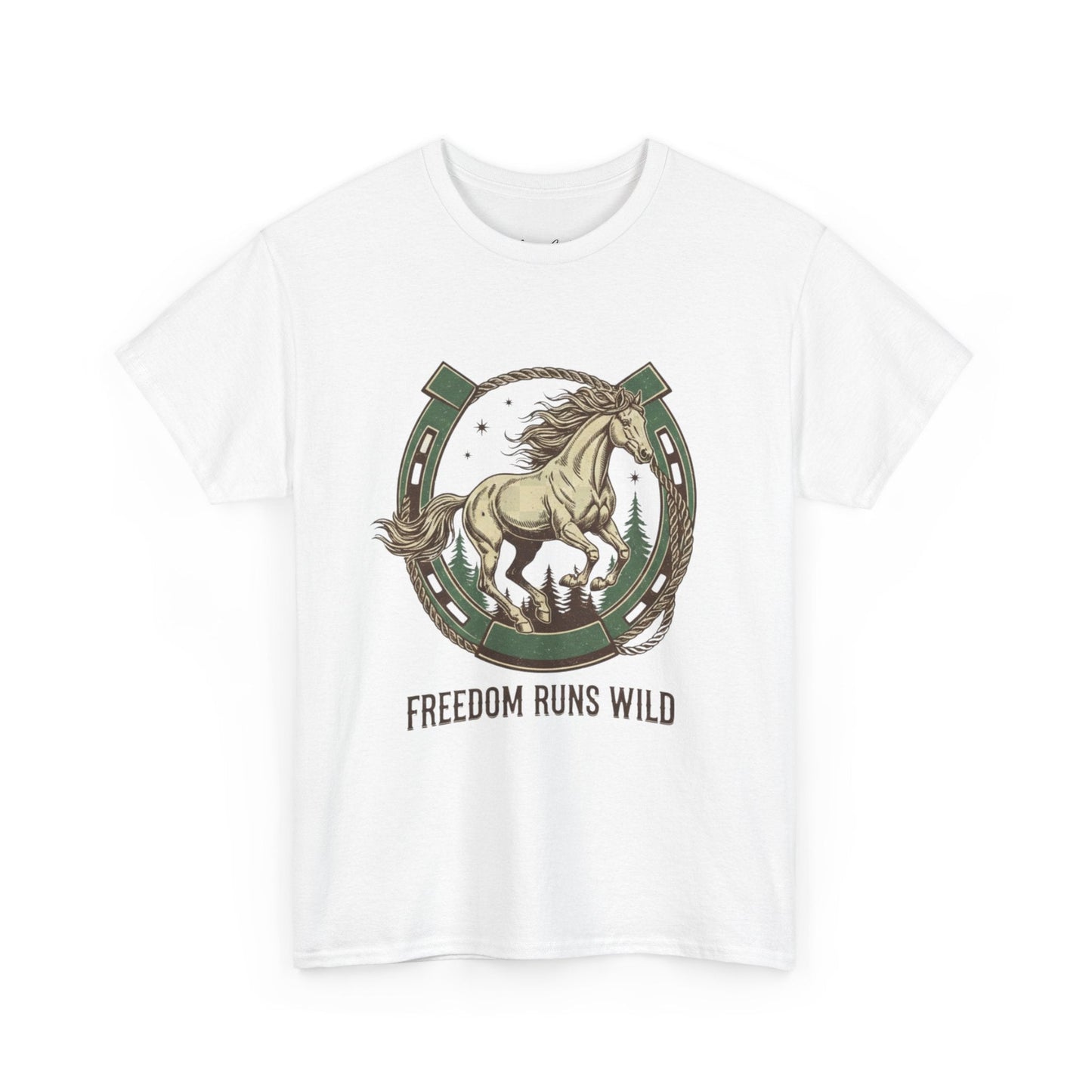 Freedom Runs Wild Horse Graphic T-Shirt – Vintage Western Women’s Tee - JennyCool