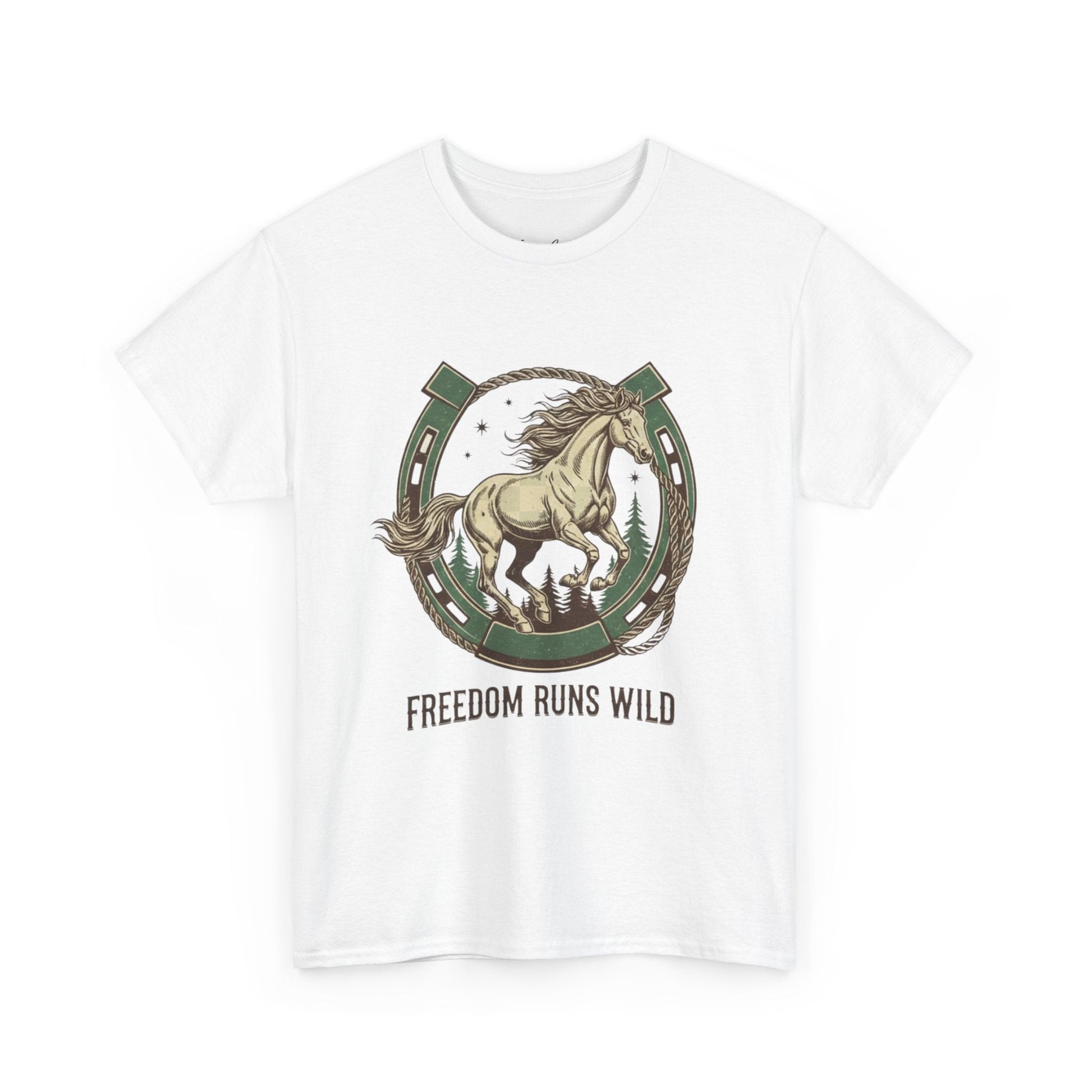 Freedom Runs Wild Horse Graphic T-Shirt – Vintage Western Women’s Tee - JennyCool