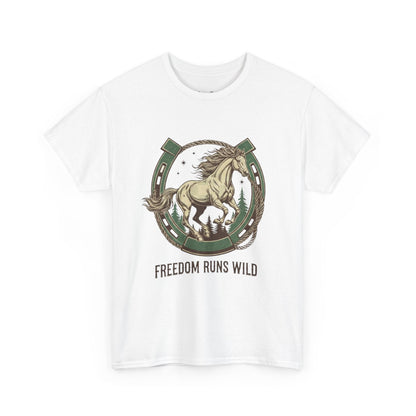 Freedom Runs Wild Horse Graphic T-Shirt – Vintage Western Women’s Tee - JennyCool