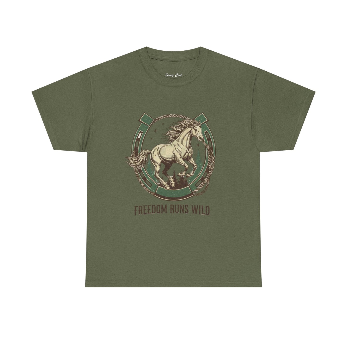 Freedom Runs Wild Horse Graphic T-Shirt – Vintage Western Women’s Tee - JennyCool