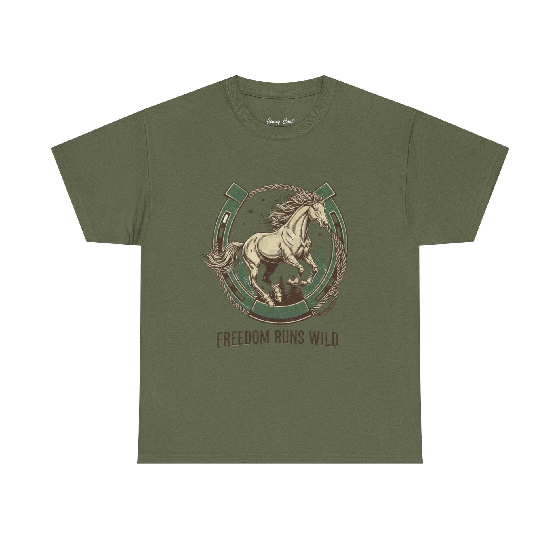Freedom Runs Wild Horse Graphic T-Shirt – Vintage Western Women’s Tee - JennyCool