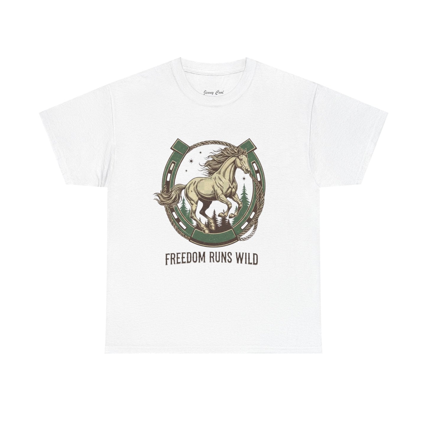 Freedom Runs Wild Horse Graphic T-Shirt – Vintage Western Women’s Tee - JennyCool