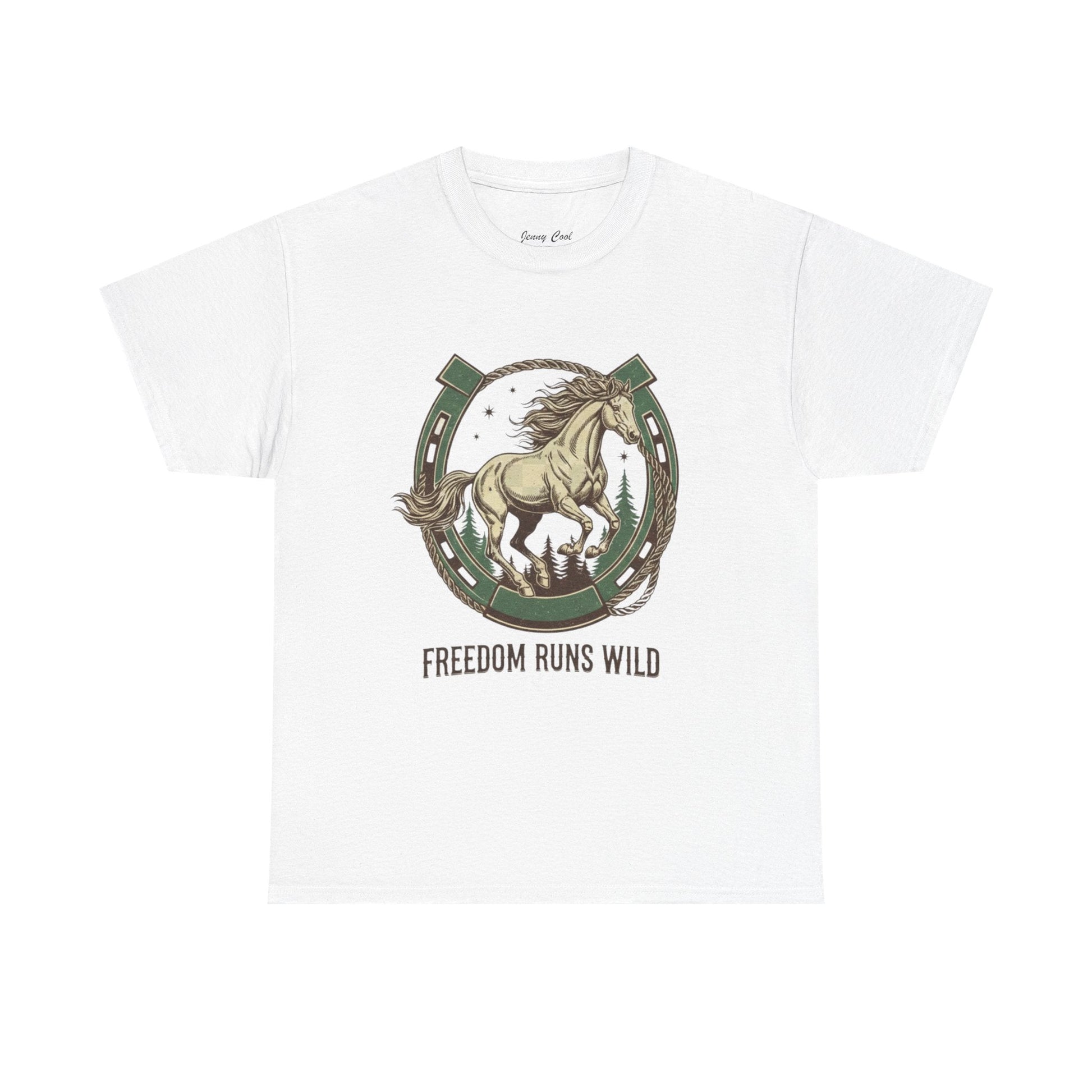 Freedom Runs Wild Horse Graphic T-Shirt – Vintage Western Women’s Tee - JennyCool