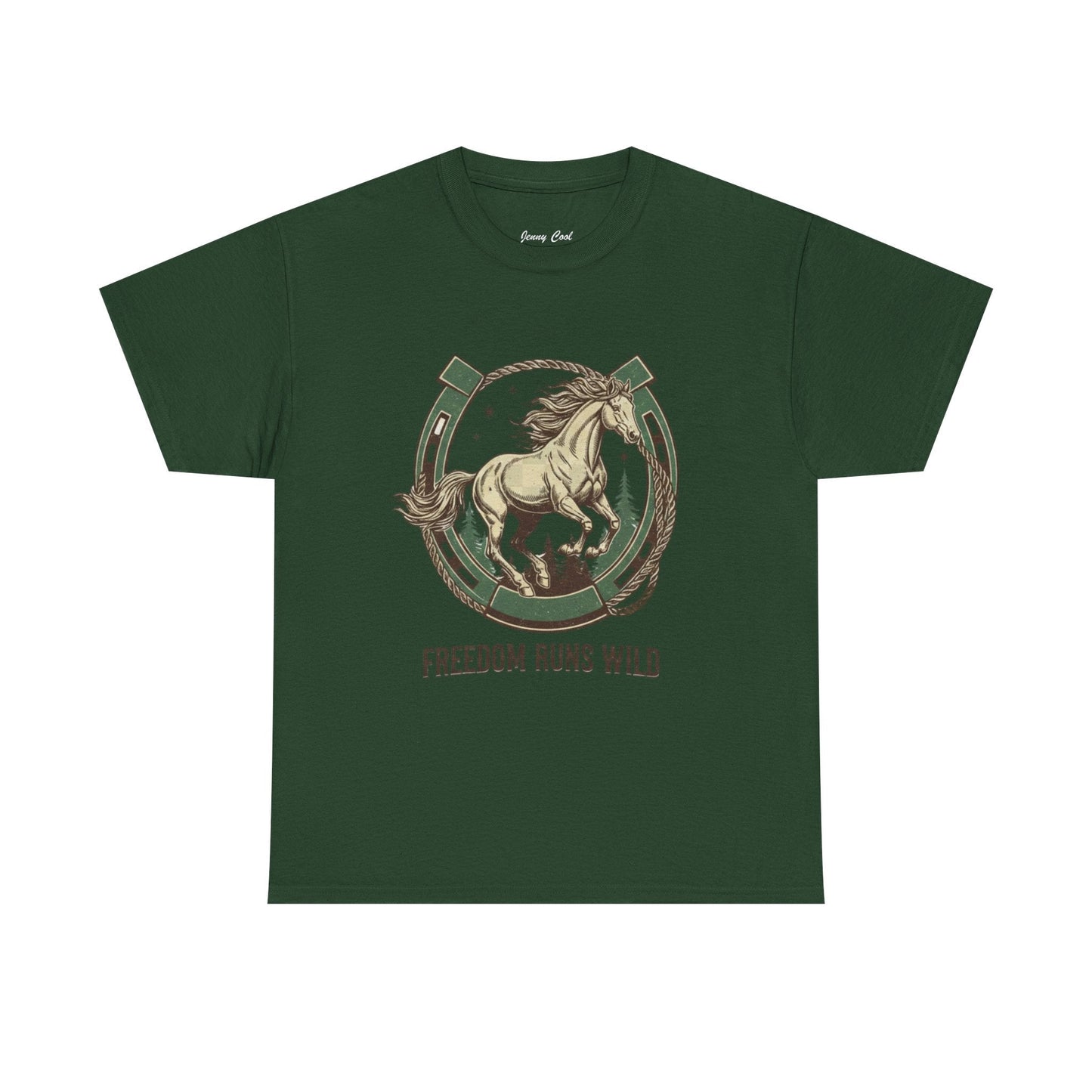 Freedom Runs Wild Horse Graphic T-Shirt – Vintage Western Women’s Tee - JennyCool