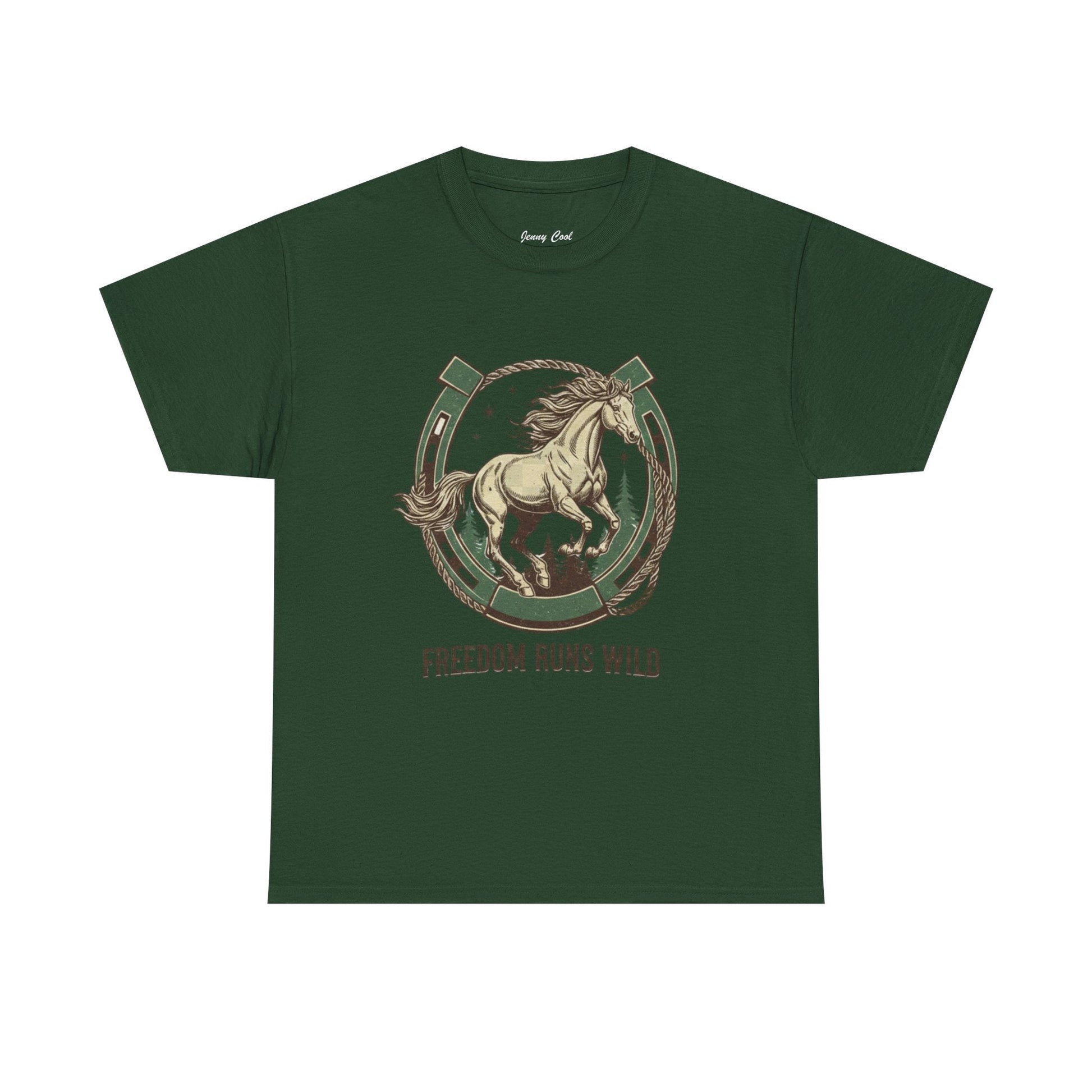 Freedom Runs Wild Horse Graphic T-Shirt – Vintage Western Women’s Tee - JennyCool