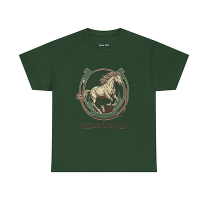 Freedom Runs Wild Horse Graphic T-Shirt – Vintage Western Women’s Tee - JennyCool