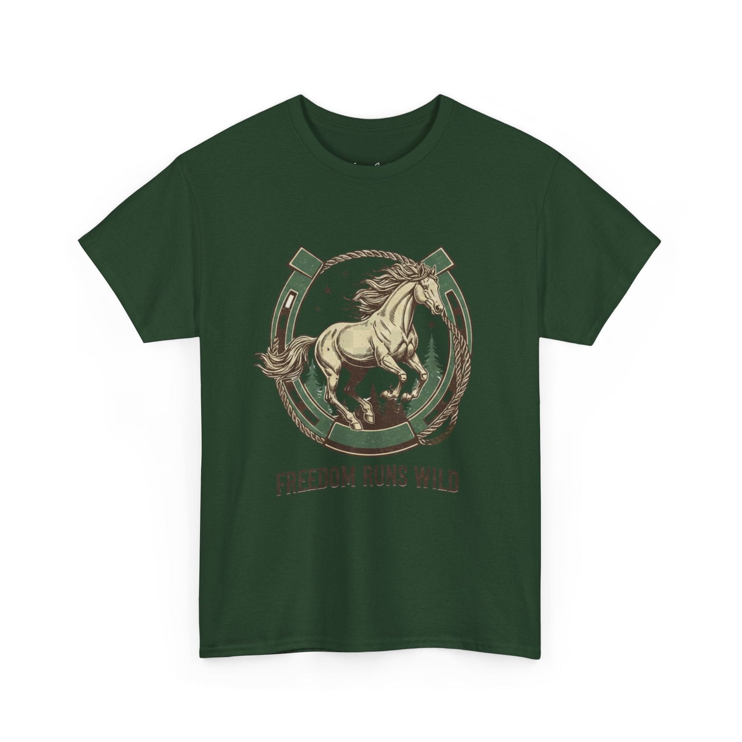 Freedom Runs Wild Horse Graphic T-Shirt – Vintage Western Women’s Tee - JennyCool