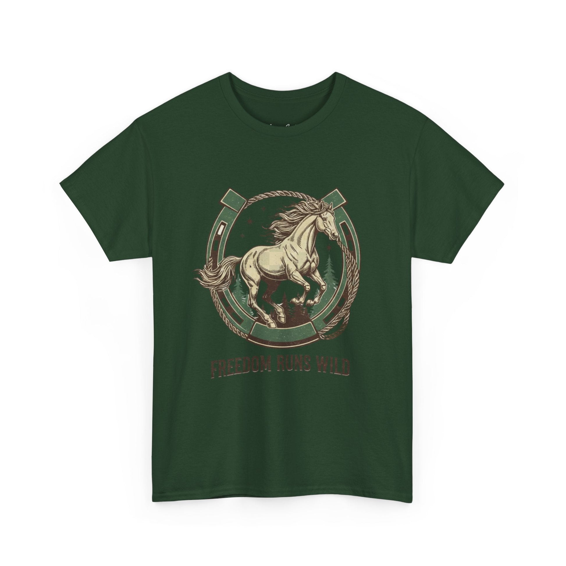 Freedom Runs Wild Horse Graphic T-Shirt – Vintage Western Women’s Tee - JennyCool