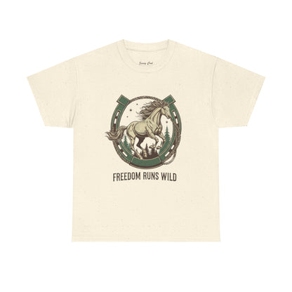 Freedom Runs Wild Horse Graphic T-Shirt – Vintage Western Women’s Tee - JennyCool