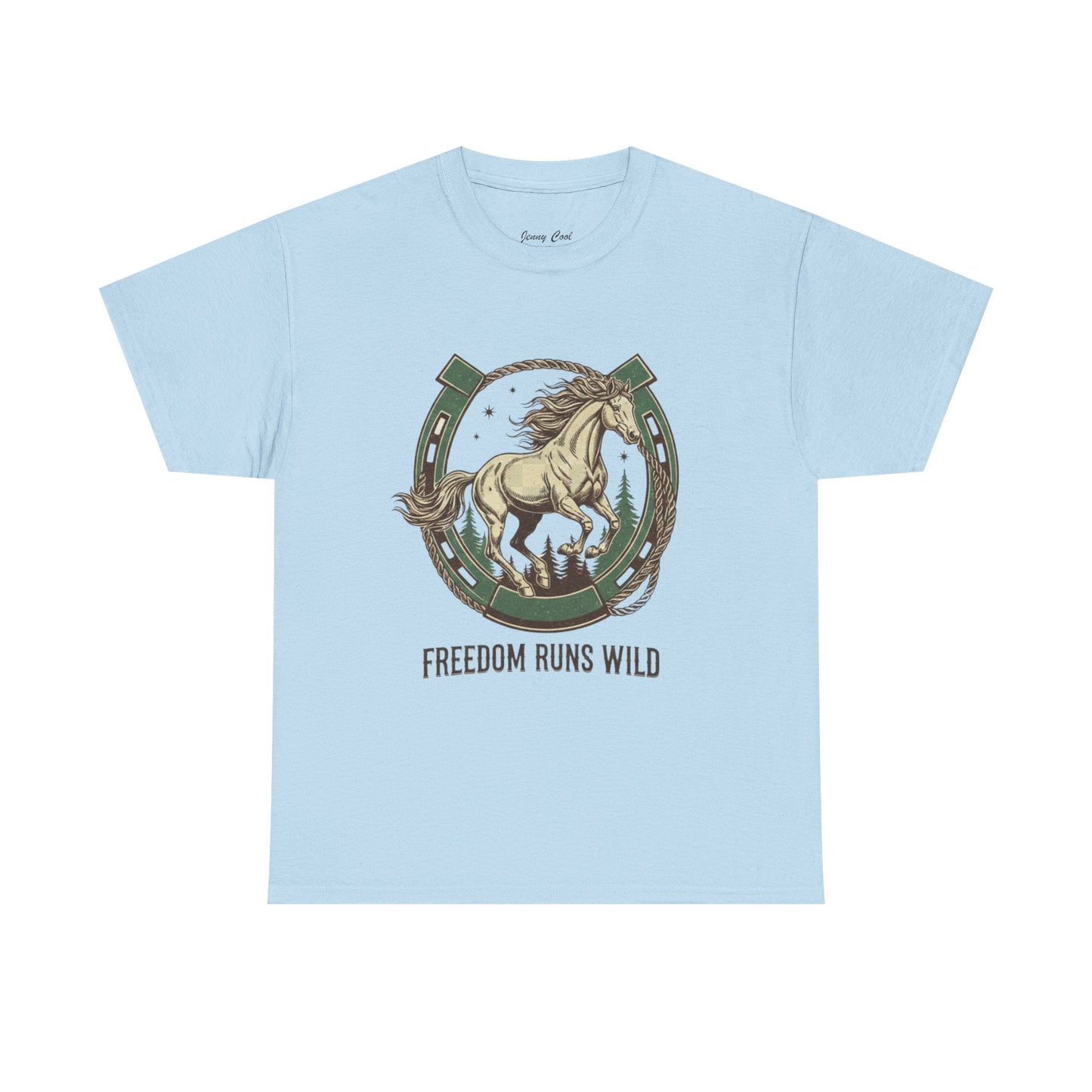Freedom Runs Wild Horse Graphic T-Shirt – Vintage Western Women’s Tee - JennyCool