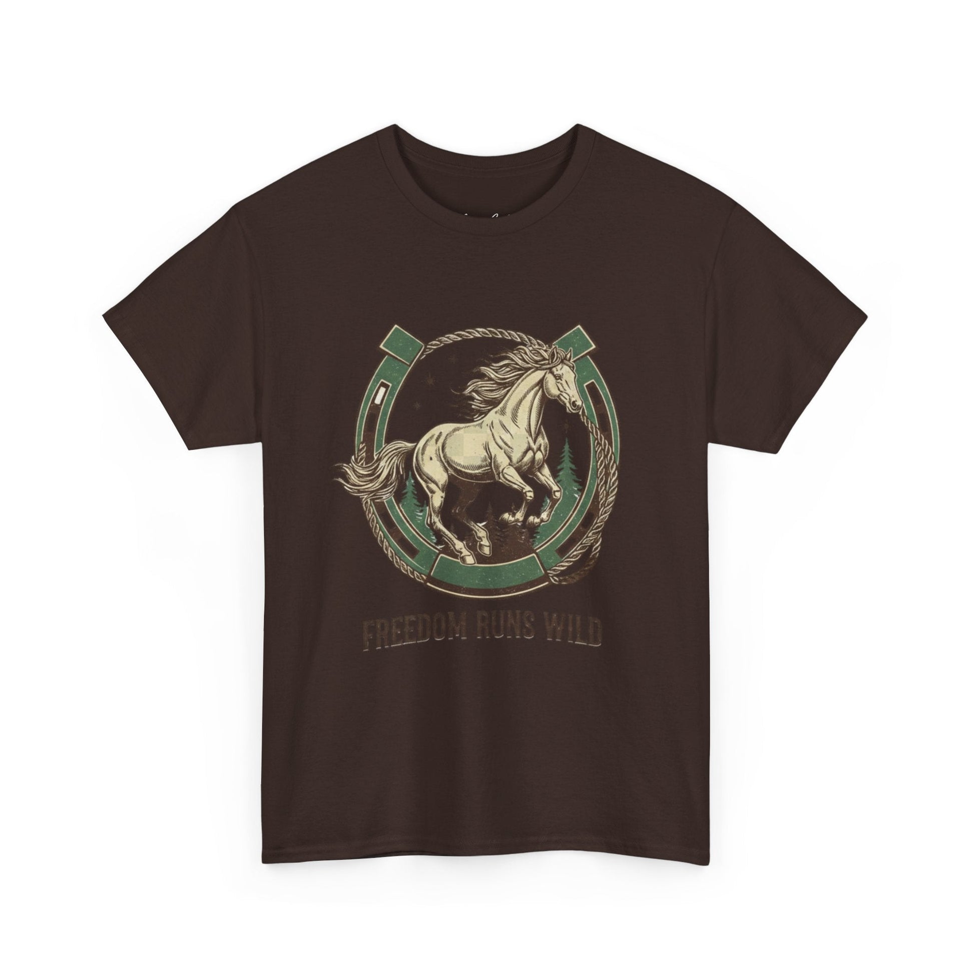 Freedom Runs Wild Horse Graphic T-Shirt – Vintage Western Women’s Tee - JennyCool
