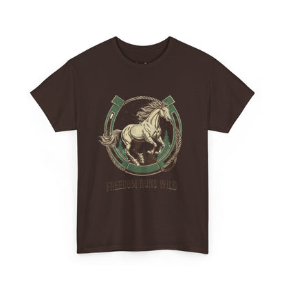 Freedom Runs Wild Horse Graphic T-Shirt – Vintage Western Women’s Tee - JennyCool