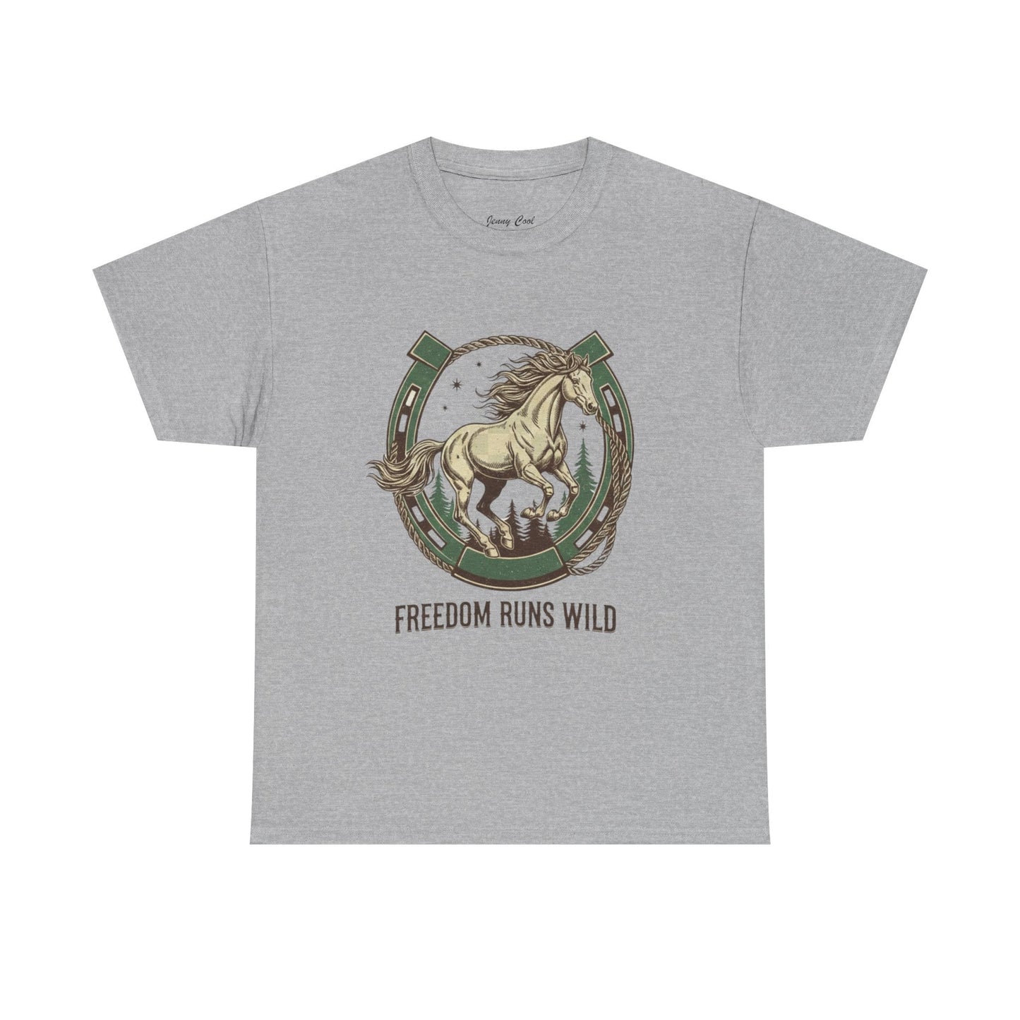 Freedom Runs Wild Horse Graphic T-Shirt – Vintage Western Women’s Tee - JennyCool