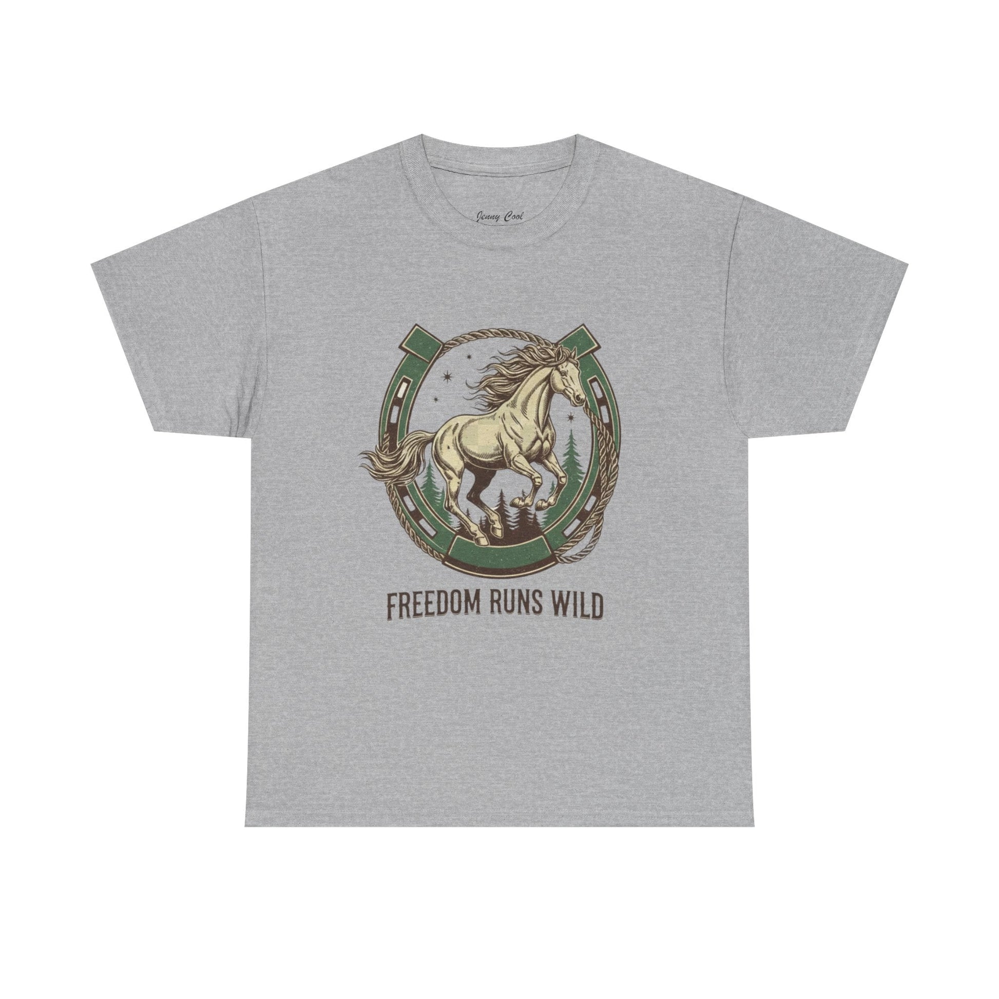 Freedom Runs Wild Horse Graphic T-Shirt – Vintage Western Women’s Tee - JennyCool