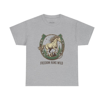 Freedom Runs Wild Horse Graphic T-Shirt – Vintage Western Women’s Tee - JennyCool