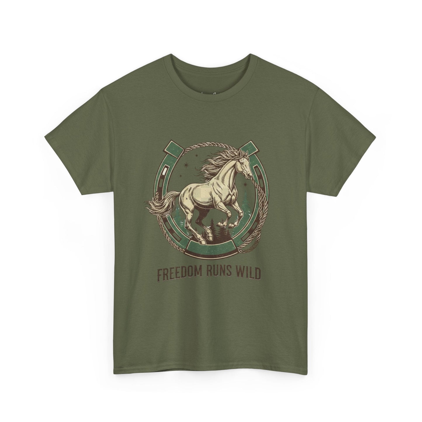 Freedom Runs Wild Horse Graphic T-Shirt – Vintage Western Women’s Tee - JennyCool