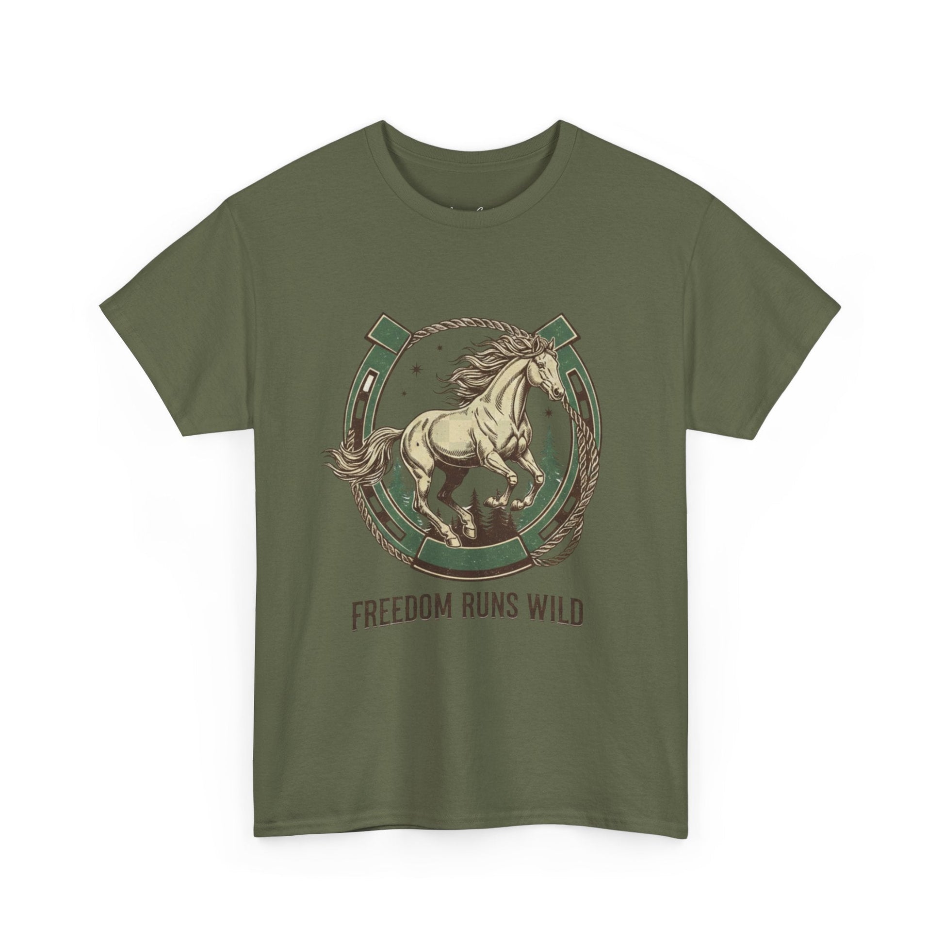 Freedom Runs Wild Horse Graphic T-Shirt – Vintage Western Women’s Tee - JennyCool