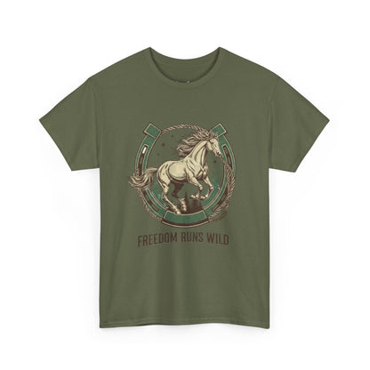 Freedom Runs Wild Horse Graphic T-Shirt – Vintage Western Women’s Tee - JennyCool